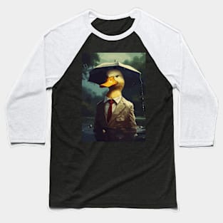 It's Raining Duck With Umbrella Realistic Baseball T-Shirt